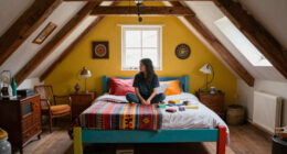 A Plain Attic Bedroom Is Now A “Little Jewel Box” After A Colorful Redo