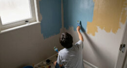 A Son Redid His Parents’ Powder Room In Blue And Gold — For Just $323
