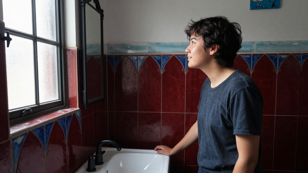 A Tiny Bathroom Went From Grimy To Cozy After A "Gothic-Aquatic" Redo