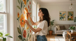 Her Sister Painted Flowers On Her Hallway Walls — Now It’s A Colorful Escape