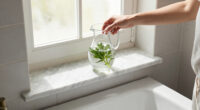 I Put A Glass Pitcher In My Bathroom, And It’s The Chicest Storage Trick