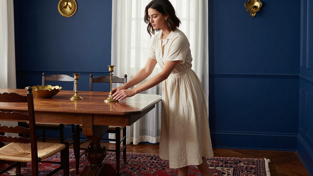 They Drenched A Dining Room In Deep Blue — Now It’s Moody And Vintage