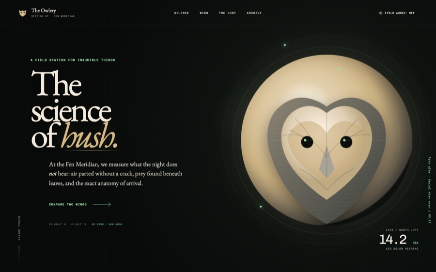 The Owlery — Institute for Silent Flight — Silence as spectacle (FABLE/175, room 159)