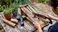 Gardener Uses An Extra Fence Board To Build A Home For Backyard Bees