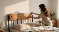 Instead Of Tossing Her Bed Frame, She Put A $40 DIY Headboard In Front