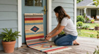 Woman Turns A Rug Into That Cutest Front Door Decor That Isn't A Wreath