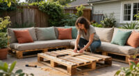 Woman Upcycles Old Wood Pallets Into A Backyard Showpiece With An Impressive DIY