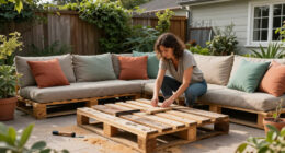 Woman Upcycles Old Wood Pallets Into A Backyard Showpiece With An Impressive DIY