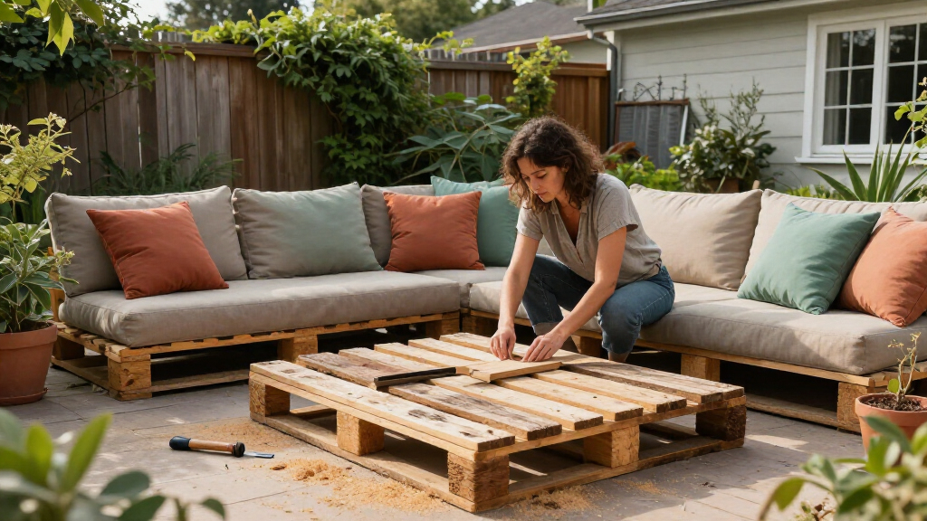 Woman Upcycles Old Wood Pallets Into A Backyard Showpiece With An Impressive DIY